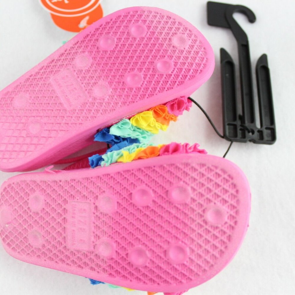 Wonder Nation Ruffle Slide Sandals Baby Girl Size 5,6 Rainbow Pink Ankle Straps - Picture 5 of 5